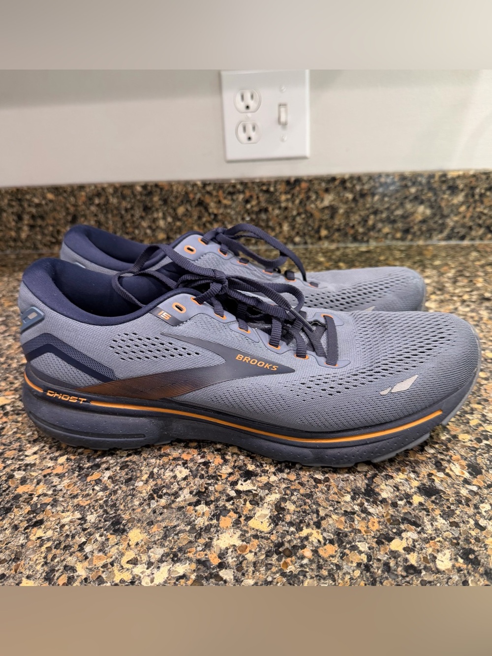 Brooks Men’s Ghost Running Shoes - Slate Blue with Orange Accents 11 wide